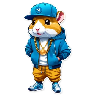 🧍‍♂️ criceto, animale, cartone animato, personaggio, catena d'oro, cappellino, urbano, abbigliamento telegram sticker