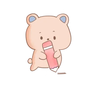 ✍ bear, cartoon, drawing, cute, kawaii, pink, pencil telegram sticker