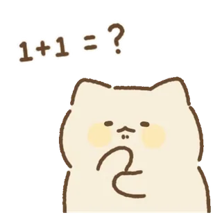 💬 1+1 = ? math, question, cat, sticker, cute whatsapp sticker