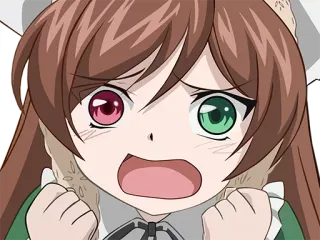 😨 Anime, Cô gái, Hầu gái, Tức giận, Sợ hãi, Loạn sắc tố mống mắt telegram sticker