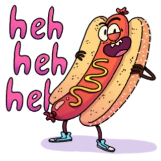 😈 heh heh heh Hotdog, Cartoon, Essen, Lustig, Humor, Wurst telegram sticker