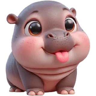 😛 하마, 만화, 귀여운, 동물, 아기 하마, 웃긴 telegram sticker