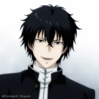 🎲 @Fushiguro0_Megumi аниме, персонаж, черные волосы, усмешка telegram sticker