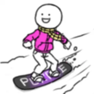 🏂 PLTTE snowboard, winter sport, character, snow, boarding whatsapp sticker