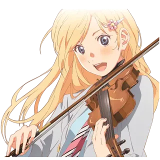 🎻 Kaori Miyazono Your Lie in April Anime, Violino, Musica, Ragazza, Personaggio, Bionda, Strumento telegram sticker