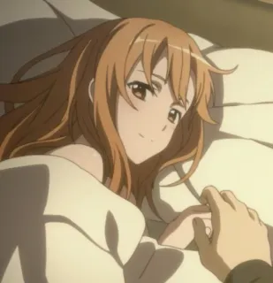 ☺ Anime, Dziewczyna, Łóżko, Miłość, Romans, Związek, Słodkie, Para telegram sticker