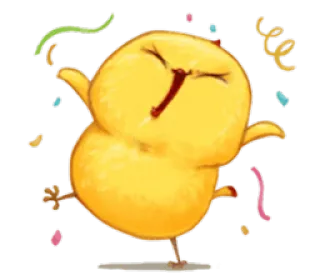 🎊 Huhn, Feier, Tanz, Konfetti, süß, gelb, Tier telegram sticker