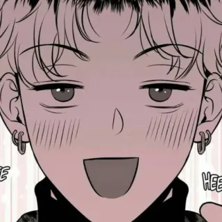 😏 HEE アニメ, 漫画, 笑顔, 顔 telegram sticker