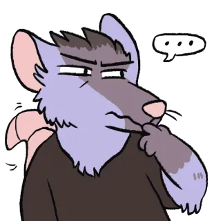 🤔 rata, pensando, dibujos animados, animal, roedor, lindo, expresión whatsapp sticker