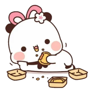🍯 การ์ตูน, น่ารัก, สัตว์, แพนด้า, อาหาร, กิน telegram sticker