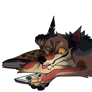 📸 lobo, animal, pizza, comida, desenho animado telegram sticker