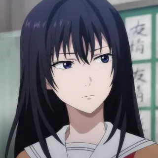 🙂 Anime, Meisje, Schooluniform, Pruilen, Zwart haar whatsapp sticker