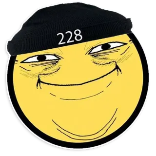 🌝 228 face, hat, smirk, meme, yellow whatsapp sticker
