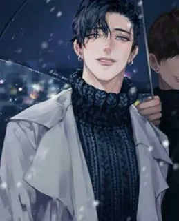 ❄️ anime, arte, bonito, homem, suéter, casaco telegram sticker