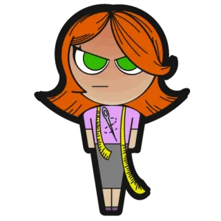 😡 Мультфильм, Злой, Шитье, Портной, Сантиметр, Ножницы, Женщина telegram sticker