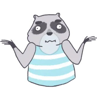 😐 raccoon, shrugging, cartoon, animal, cute telegram sticker