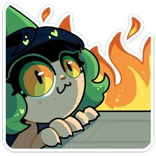 👍 chat, dessin animé, feu, mème, mignon, autocollant telegram sticker
