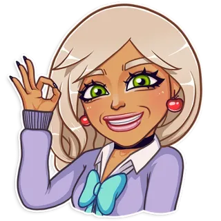 👌 wanita, kartun, ok, gestur, pirang, tersenyum telegram sticker