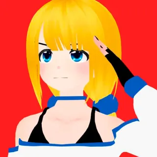 👊 девочка аниме, блондинка, голубые глаза, мультфильм, салют telegram sticker