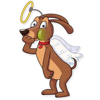 🤢 dog, cartoon, angel, wings, halo, cute whatsapp sticker
