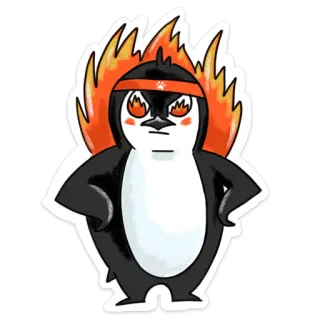 😡 펭귄, 불, 화난, 동물, 만화, 스티커 telegram sticker