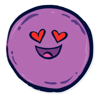 😍 Emoji, Amor, Ojos de corazón, Morado, Feliz, Dibujos animados telegram sticker