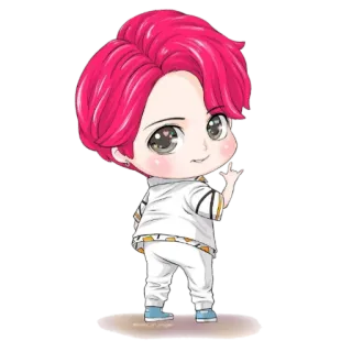 ❤️ chibi, cartoon, person, red hair, kpop whatsapp sticker