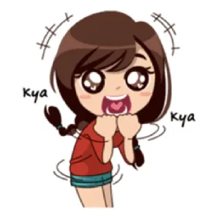 🌻 Kya kya cartoon, girl, excited, anime, cute, kawaii telegram sticker