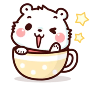 😉 beer, kopje, schattig, kawaii, dier, cartoon, illustratie telegram sticker