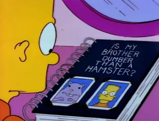 🐹 Bart Simpson The Simpsons IS MY BROTHER DUMBER THAN A HAMSTER? 햄스터, 심슨, 만화, 바트 심슨, 코미디 telegram sticker
