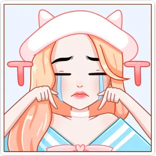 😭 грустный, плачущий, аниме, эмодзи, иллюстрация, мультфильм telegram sticker
