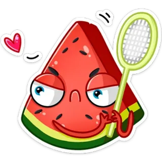 ❤️ anguria, adesivo, frutta, carino, cartone animato, tennis, sport whatsapp sticker