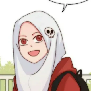 📚 mujer, hiyab, calavera, dibujos animados, sonrisa, lindo telegram sticker