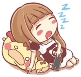 😪 Z 잠, 만화, 피곤한, 자는, 귀여운, 휴식, 치비 telegram sticker