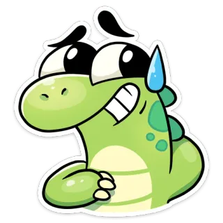 😬 cartoon, dinosaur, crocodile, reptile, cute, sweat, worried whatsapp sticker