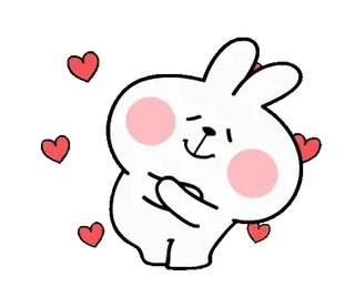 ❤️ кролик, милый, сердечки, любовь, мультик telegram sticker