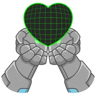 ❤️ corazón, manos, robot, amor, cuadrícula, digital whatsapp sticker