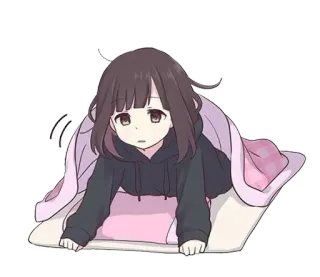 😴 Anime, Mädchen, Decke, Süß, Kawaii whatsapp sticker