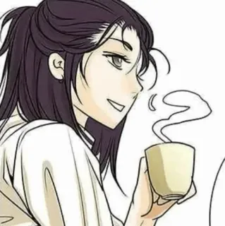 🍙 femme, café, thé, boisson, tasse, dessin animé telegram sticker