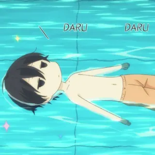 🥢 DARU anime, character, water, swimming, floating telegram sticker