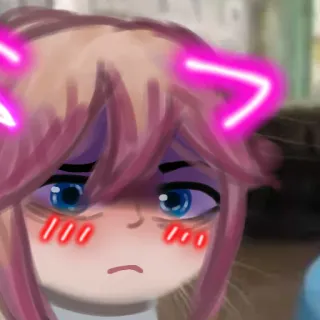🤨 Gacha, Orejas de gato, Lindo, Sonrojo, Anime, Dibujos animados whatsapp sticker