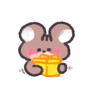 🤩 animal, mouse, cute, cartoon, present, yellow, gift, rodent telegram sticker
