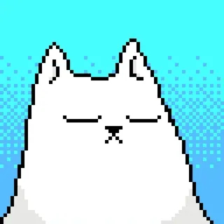 😳 แมว, พิกเซลอาร์ต, สีขาว, สัตว์, น่ารัก, สติกเกอร์ telegram sticker