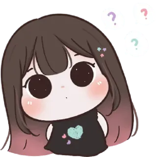 🌈 kreskówka, dziewczyna, znaki zapytania, zdezorientowana, słodka telegram sticker