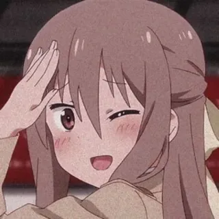 🥯 Anime, Menina, Bonita, Piscadela, Saudação telegram sticker