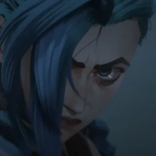 🕳 Jinx Arcane Arcane, Jinx, League of Legends, capelli blu, anime telegram sticker