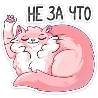 👌 НЕ ЗА ЧТО 猫, 可爱, 粉色, 动物, 贴纸, 小猫, 毛茸茸 telegram sticker