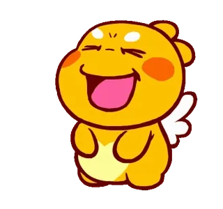 ๐ imut, kuning, kartun, bahagia, malaikat, sayap telegram sticker