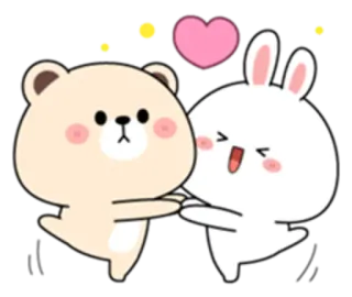 😅 ours, lapin, mignon, amour, dessin animé, autocollant, amitié telegram sticker