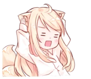😱 Аниме, Милый, Девушка, Чиби, Лиса, Уши, Каваий whatsapp sticker